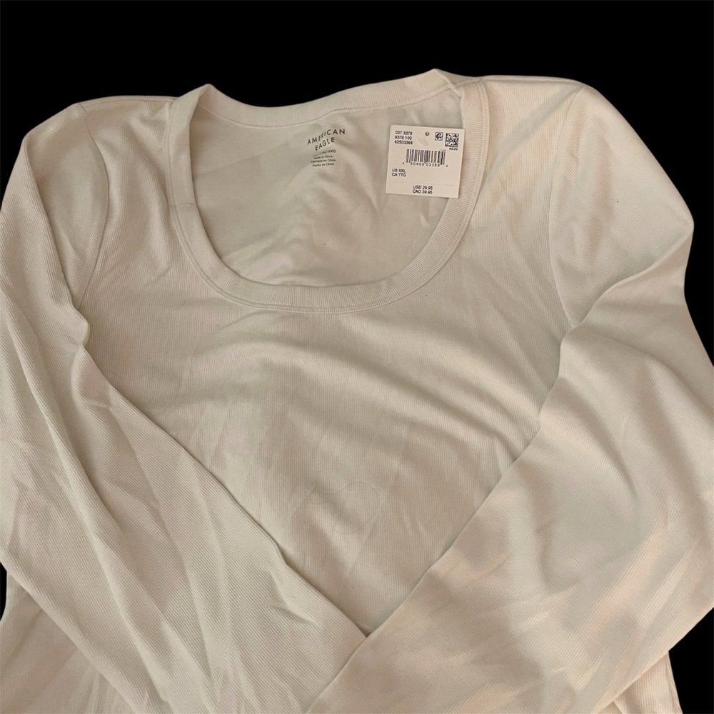 American Eagle Outfitters White Scoop Neck Long Sleeve Bodysuit